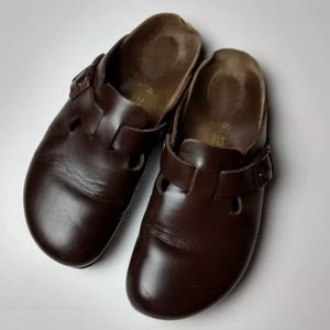 Birkenstock Boston Clogs Leather Slip On 38